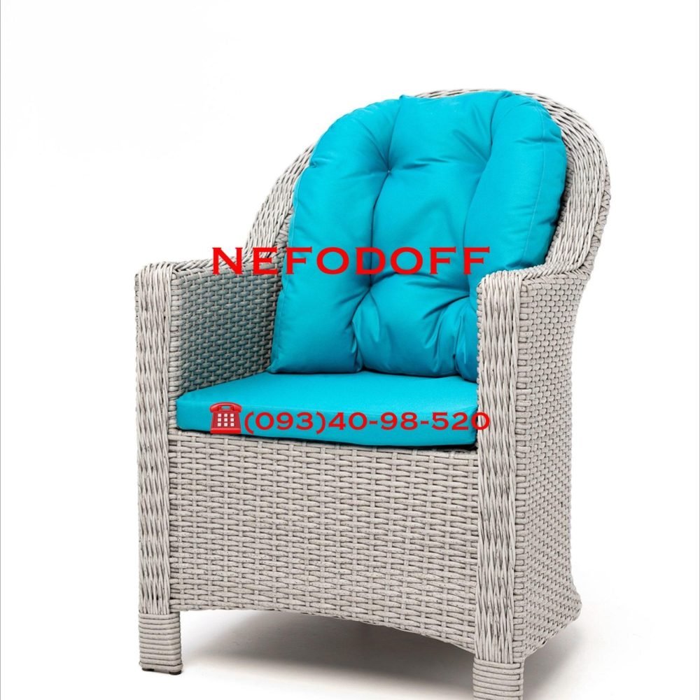 Крісло ТОКІО зі світло-сірого штучного ротанга з високою спинкою від Nefodoff