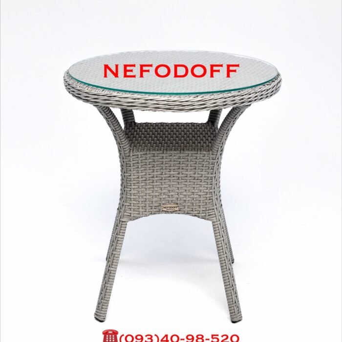 Круглий плетений стіл КЕЛЬН зі скляною стільницею від Nefodoff